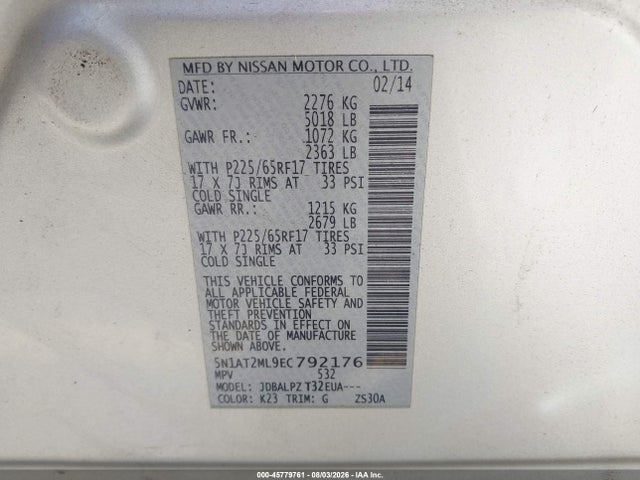 Nissan ROGUE S 2014 5N1AT2ML9EC792176 Image 9