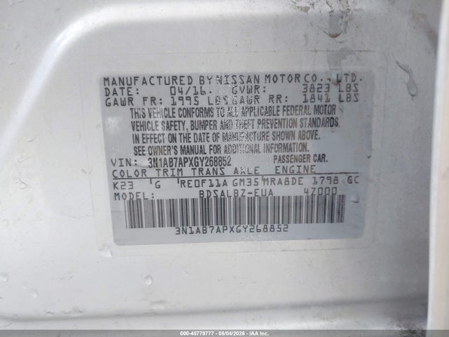 3N1AB7APXGY268852 Nissan SENTRA S