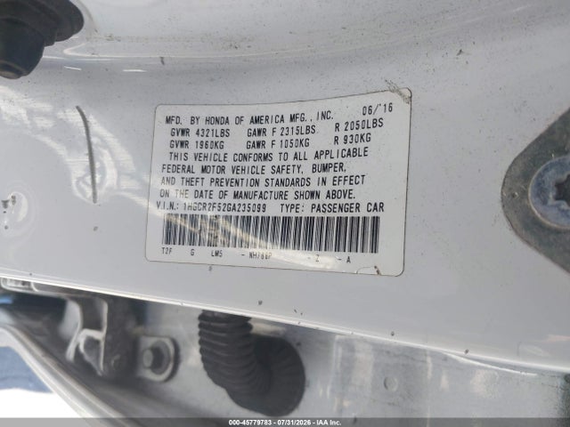 1HGCR2F52GA235099 Honda Accord Sport