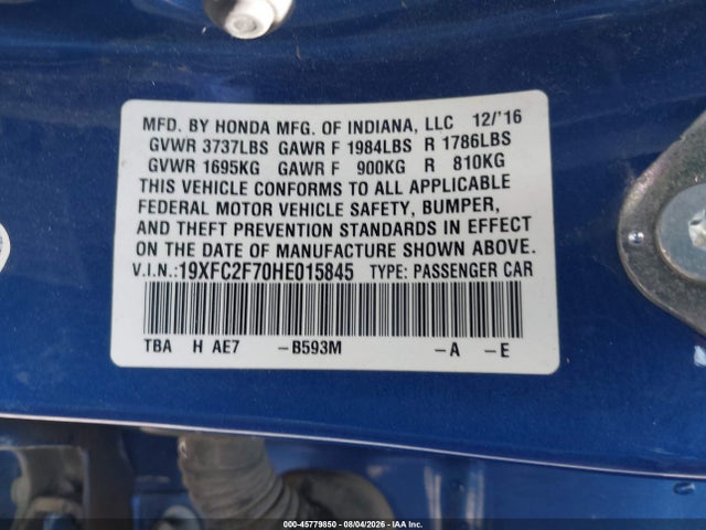 19XFC2F70HE015845 Honda CIVIC EX