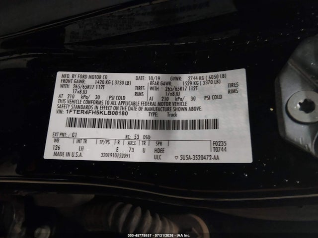 Auction sale of the 2019 Ford Ranger Xl, vin: 1FTER4FH5KLB08180, lot number: 45779857