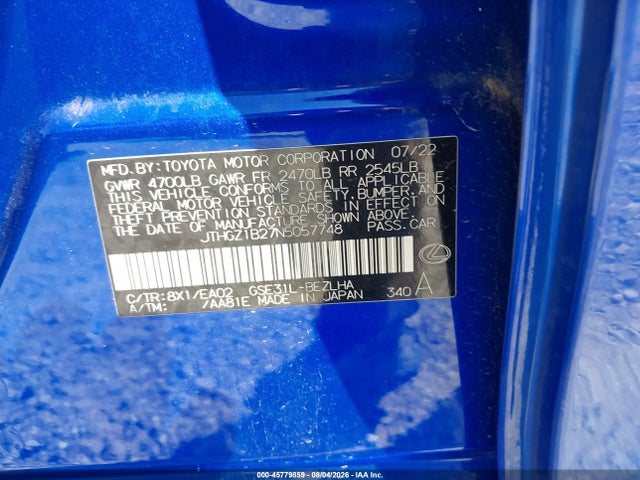Продажа на аукционе авто 2022 Lexus Is 350 F Sport, vin: JTHGZ1B27N5057748, номер лота: 45779859