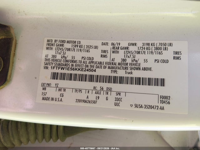 Ford F-150 Xl 2019 1FTFW1E56KKE24504 Image 9