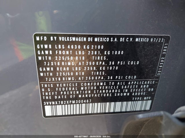 Продаж на аукціоні авто 2023 Volkswagen Taos 1.5t Se, vin: 3VVNX7B2XPM300467, номер лоту: 45779907