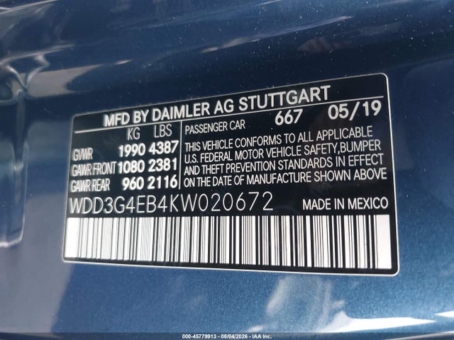 Продажа на аукционе авто 2019 Mercedes-benz A 220, vin: WDD3G4EB4KW020672, номер лота: 45779913