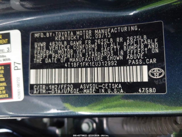 Toyota CAMRY SE 2014 4T1BF1FK1EU312992 Image 9