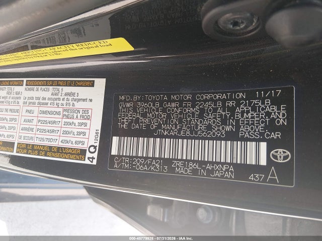 Toyota COROLLA IM 2018 JTNKARJE8JJ562093 Image 9