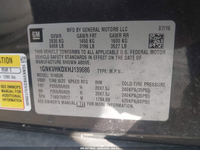 Chevrolet Traverse Lt 2017 1GNKVHKDXHJ139686 Image 9