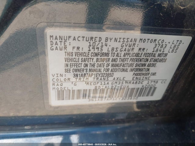 Nissan SENTRA SV 2014 3N1AB7AP1EY323850 Image 9