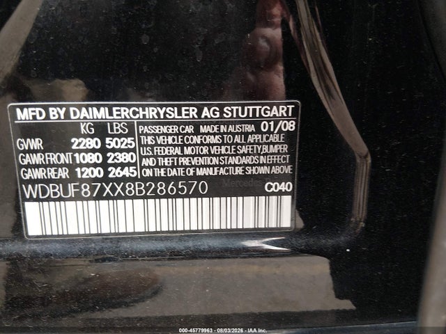 Продажа на аукционе авто 2008 Mercedes-benz E 350 4matic, vin: WDBUF87XX8B286570, номер лота: 45779963