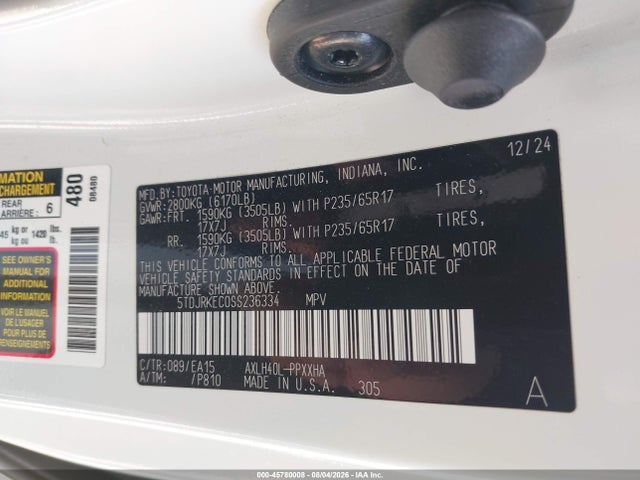 Продажа на аукционе авто 2025 Toyota Sienna Xle, vin: 5TDJRKEC0SS236334, номер лота: 45780008