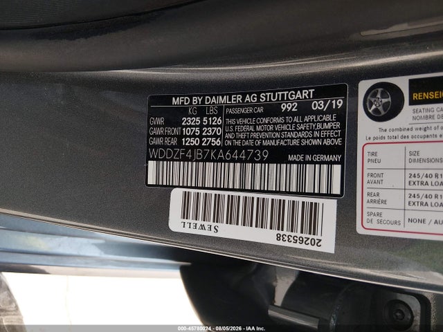 Продаж на аукціоні авто 2019 Mercedes-benz E 300, vin: WDDZF4JB7KA644739, номер лоту: 45780024