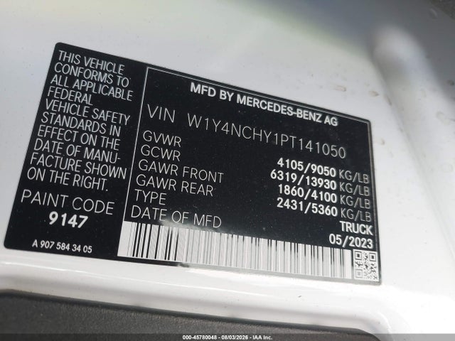 W1Y4NCHY1PT141050 Mercedes-Benz Sprinter 2500 High Roof 4-cyl Diesel Ho