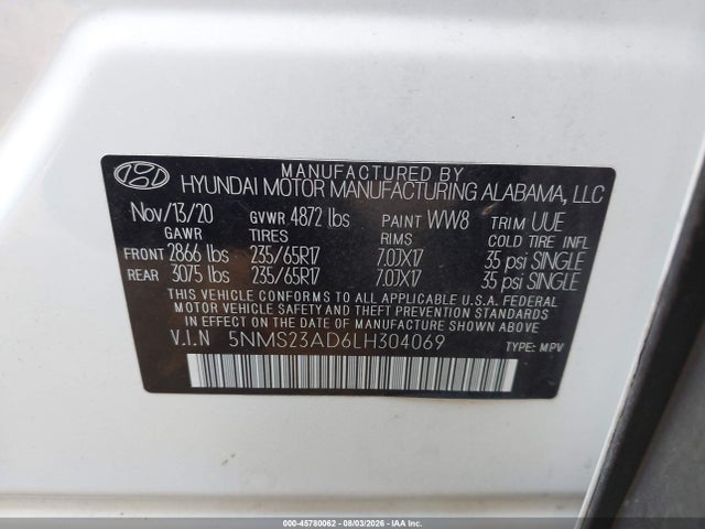 Hyundai Santa Fe Se 2020 5NMS23AD6LH304069 Image 9