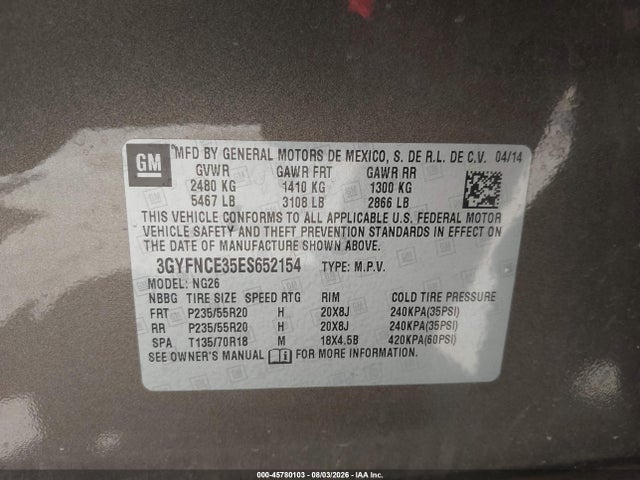 Cadillac Srx Performance Collection 2014 3GYFNCE35ES652154 Image 9