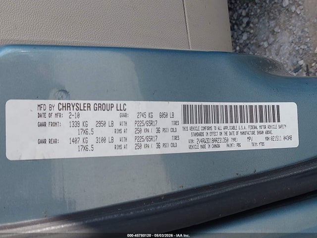 Aukcja sprzedaży 2010 Volkswagen Routan Se, vin: 2V4RW3D18AR231350, numer aukcji: 45780120