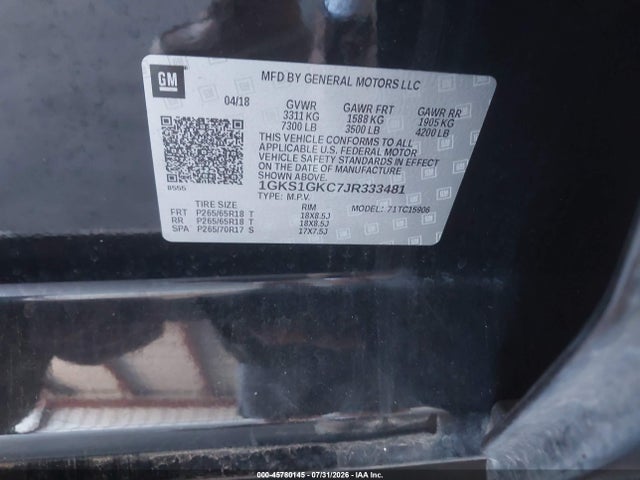 1GKS1GKC7JR333481 GMC Yukon Xl Slt