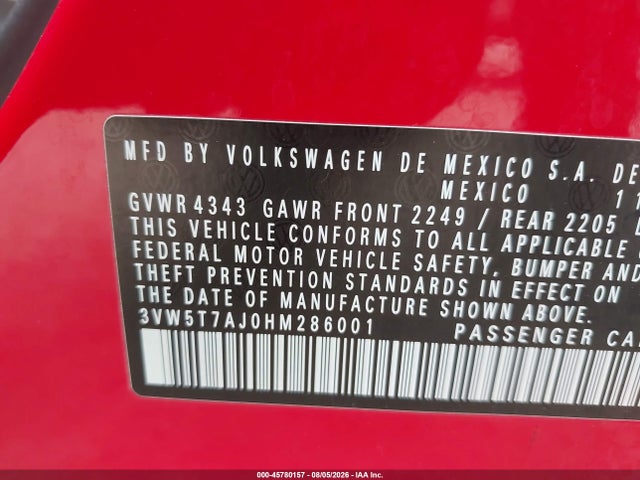 3VW5T7AJ0HM286001 Volkswagen JETTA GLI
