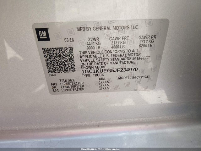 1GC1KUEG5JF234970 Chevrolet Silverado 2500hd Wt