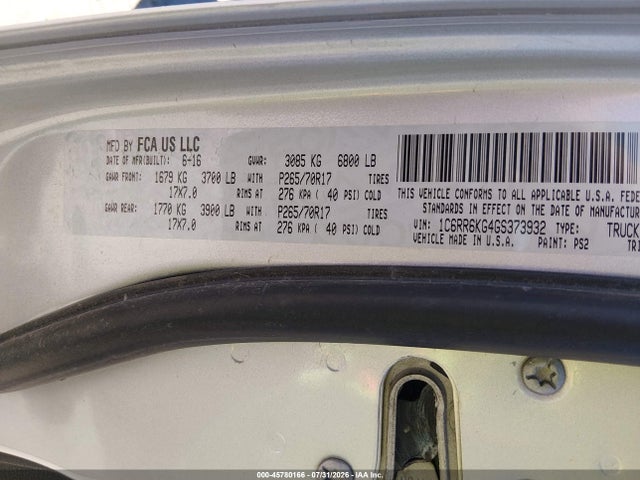 RAM 1500 2016 1C6RR6KG4GS373932 Image 9