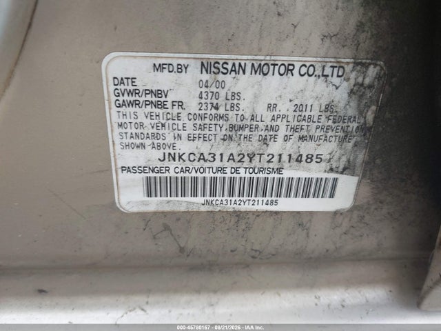 Продажа на аукционе авто 2000 Infiniti I30 Luxury/touring, vin: JNKCA31A2YT211485, номер лота: 45780167