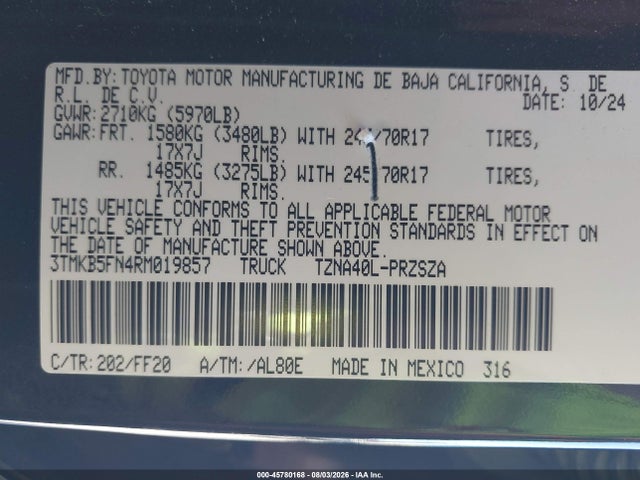 3TMKB5FN4RM019857 Toyota Tacoma Sr5