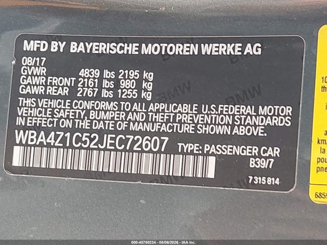 Продаж на аукціоні авто 2018 Bmw 430i, vin: WBA4Z1C52JEC72607, номер лоту: 45780234