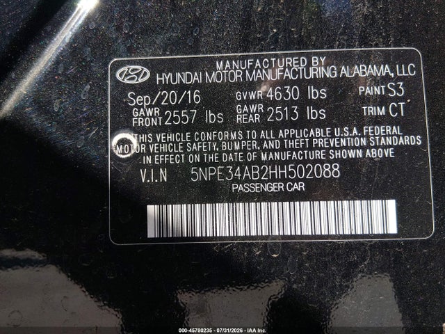 5NPE34AB2HH502088 Hyundai Sonata Limited 2.0t