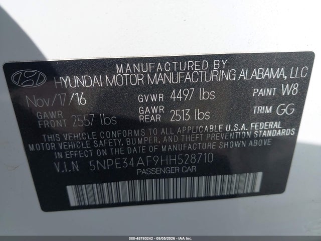 5NPE34AF9HH528710 Hyundai Sonata Limited