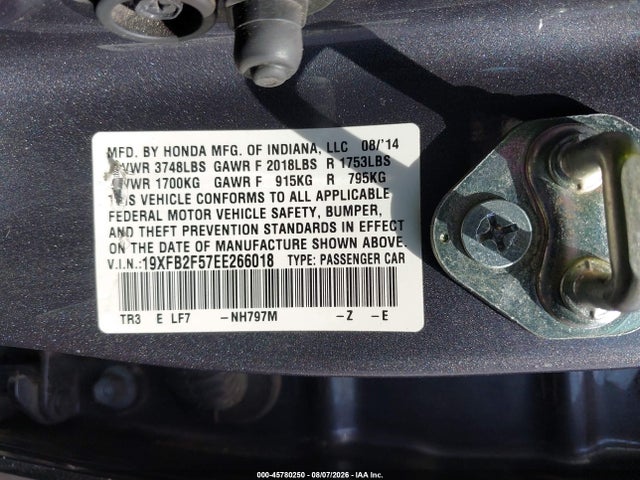 Honda Civic Lx 2014 19XFB2F57EE266018 Image 9