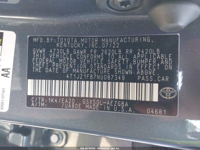 Toyota AVALON XLE 2022 4T1JZ1FB7NU087349 Image 9