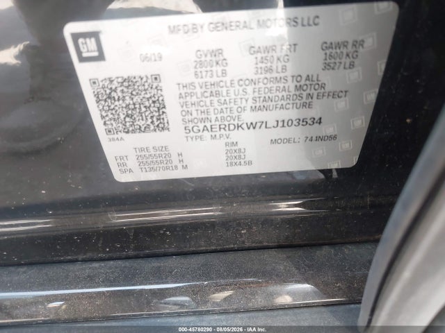Aukcja sprzedaży 2020 Buick Enclave Fwd Avenir, vin: 5GAERDKW7LJ103534, numer aukcji: 45780290