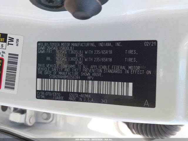 Toyota Highlander Xle 2021 5TDHZRAH8MS056384 Image 9