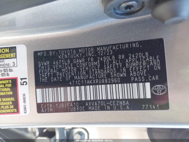 Toyota CAMRY LE 2024 4T1C11AKXRU882960 Image 9