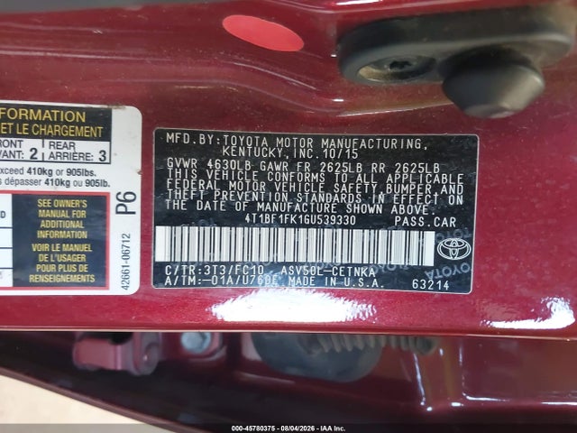 Toyota CAMRY LE 2016 4T1BF1FK1GU539330 Image 9