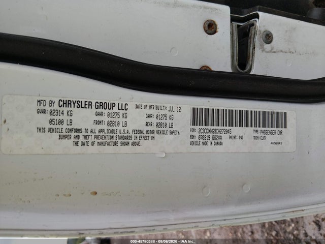 Aukcja sprzedaży 2012 Dodge Charger Sxt, vin: 2C3CDXHG9CH272045, numer aukcji: 45780388