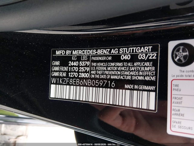 Продаж на аукціоні авто 2022 Mercedes-benz E 350 4matic, vin: W1KZF8EB6NB059716, номер лоту: 45780416
