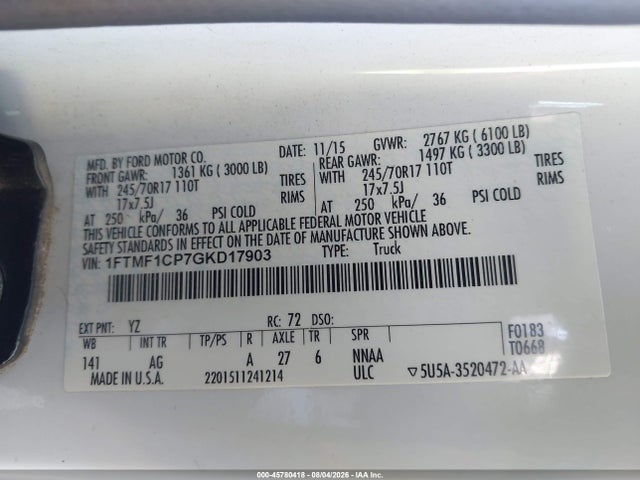 Ford F-150 Xl 2016 1FTMF1CP7GKD17903 Image 9