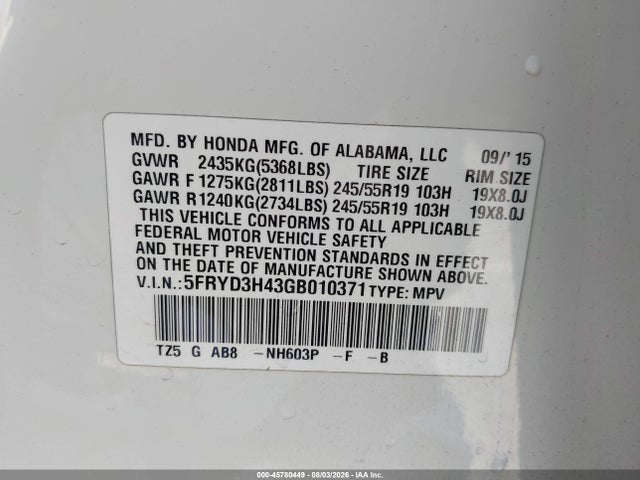 Acura Mdx Technology Acurawatch Plus Packages/technology Package 2016 5FRYD3H43GB010371 Image 9