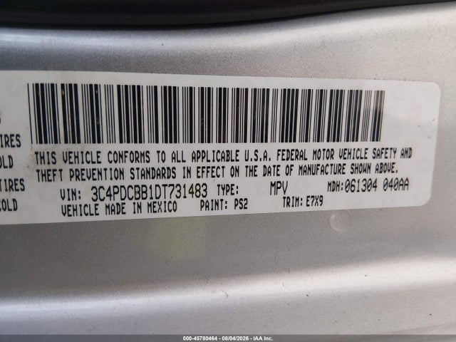 45780464 :رقم المزاد ، 3C4PDCBB1DT731483 vin ، 2013 Dodge Journey Sxt مزاد بيع