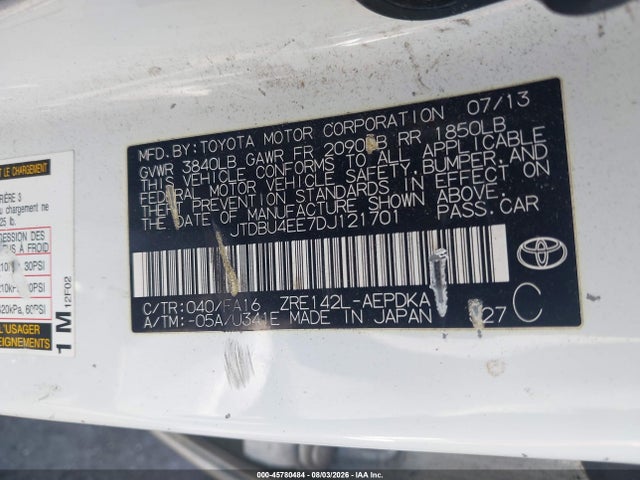 Aukcja sprzedaży 2013 Toyota Corolla L, vin: JTDBU4EE7DJ121701, numer aukcji: 45780484