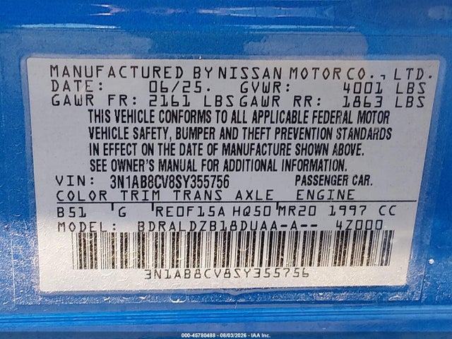 Nissan SENTRA SV 2025 3N1AB8CV8SY355756 Image 9