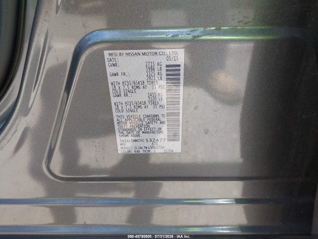 Infiniti QX60 2015 5N1AL0MN7FC532477 Image 9
