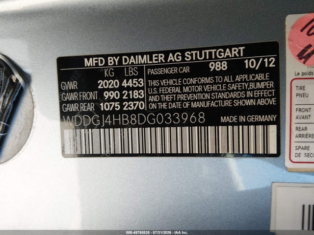 2013 Mercedes-benz C 250 მანქანა იყიდება აუქციონზე, vin: WDDGJ4HB8DG033968, აუქციონის ნომერი: 45780528