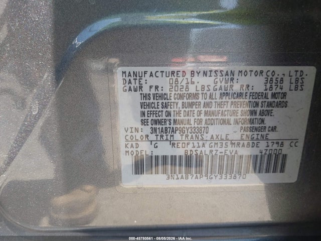 Nissan SENTRA SR 2016 3N1AB7AP9GY333870 Image 9