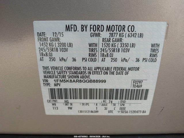 1FM5K8AR8GGB88999 Ford Utility Police Interceptor