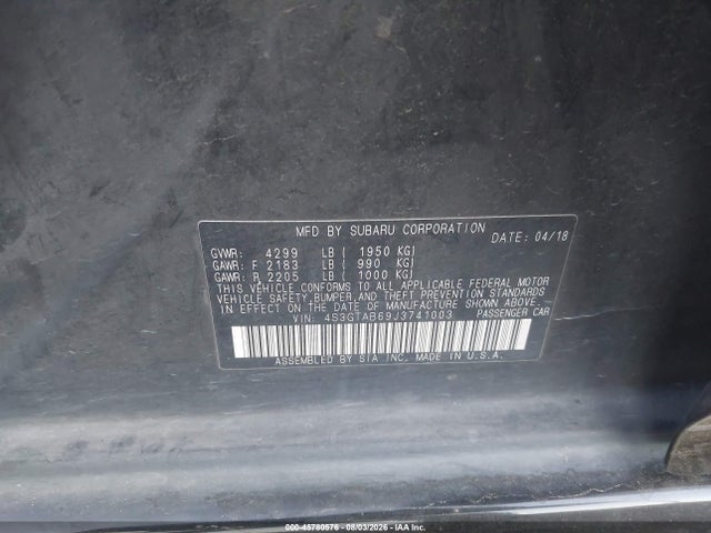 Subaru Impreza 2.0i Premium 2018 4S3GTAB69J3741003 Image 9