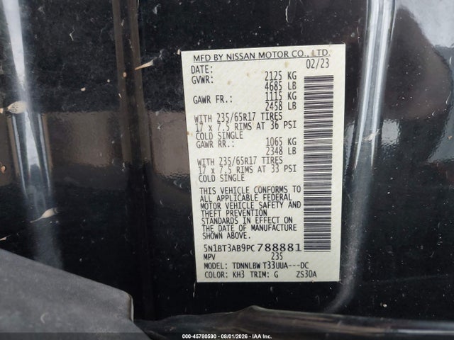 2023 Nissan Rogue S Intelligent Awd მანქანა იყიდება აუქციონზე, vin: 5N1BT3AB9PC788881, აუქციონის ნომერი: 45780590