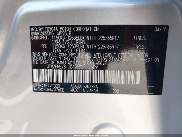 Toyota RAV4 LE 2015 JTMZFREV8FJ042272 Image 9