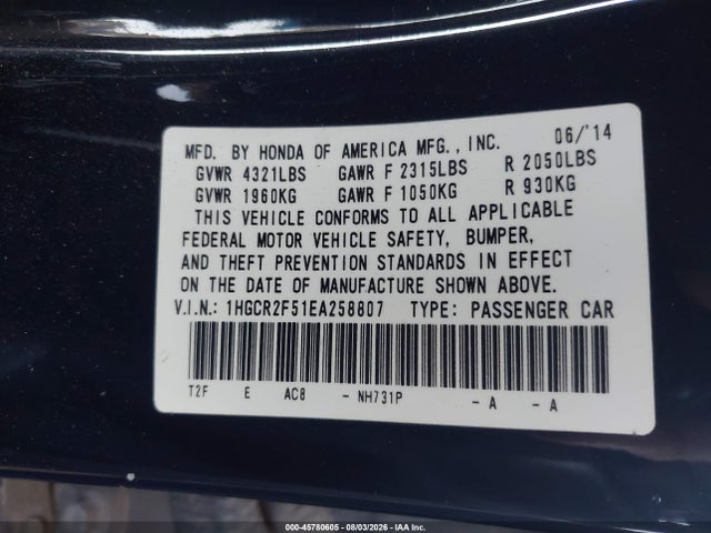 Honda Accord Sport 2014 1HGCR2F51EA258807 Image 9